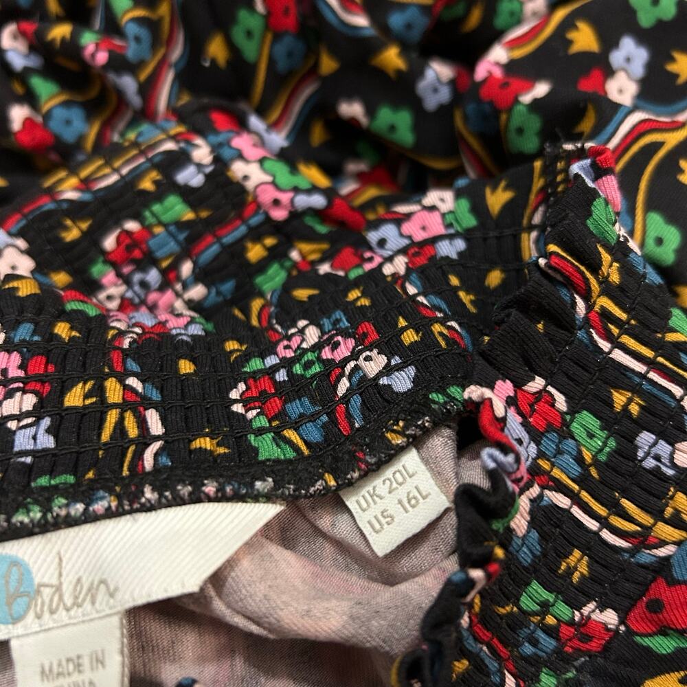 Boden Alice Long Sleeve Floral Jersey Midi Dress Womens 16 Long Preppy Boho - Picture 4 of 9